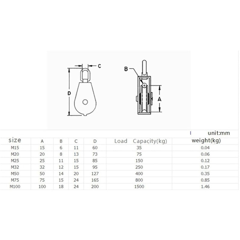 Durable Metal Rotating Pulley Block
