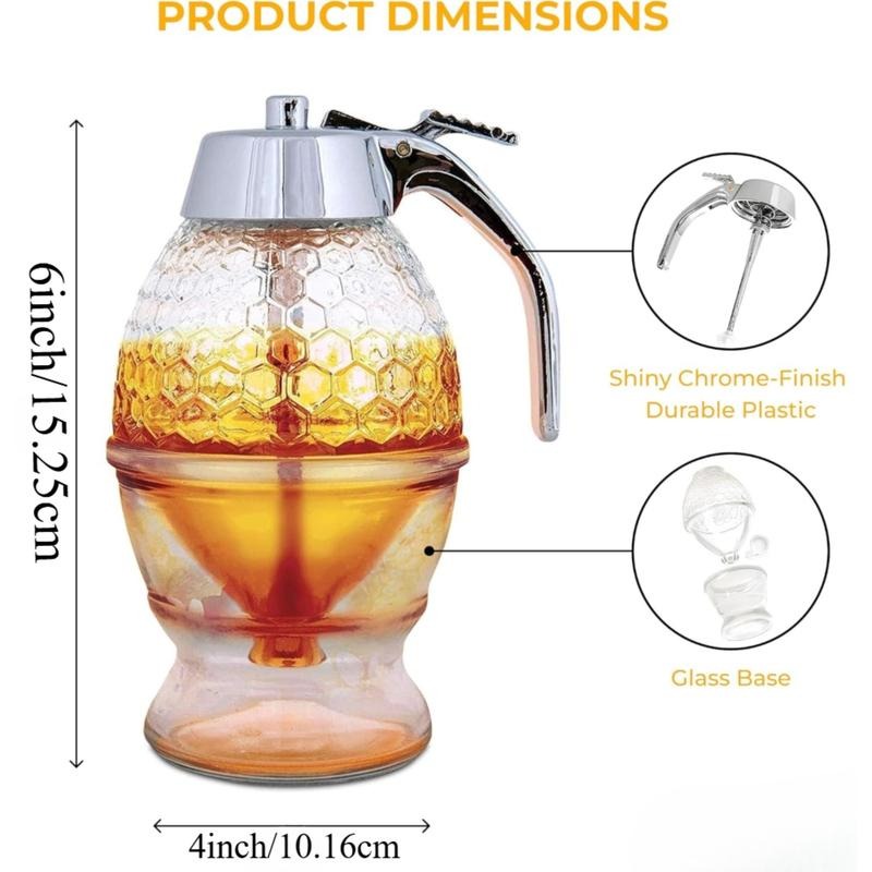 Easy-Pour Glass Honey Jar