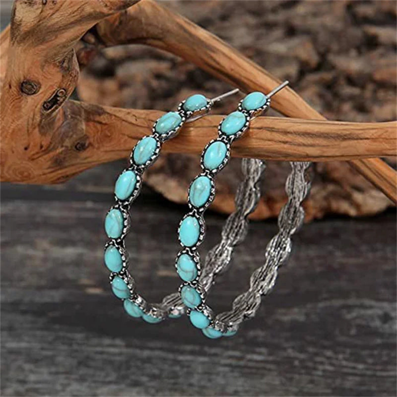 Classic Blue Drop Hoop Earrings