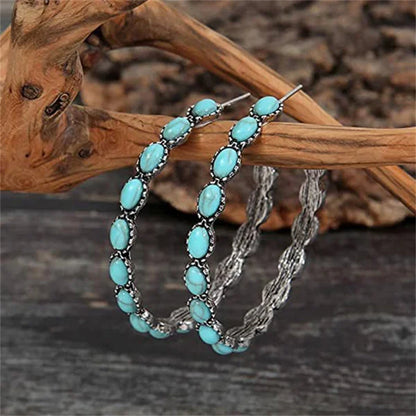 Classic Blue Drop Hoop Earrings