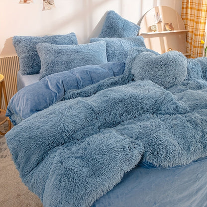 Soft Plush Velvet Duvet Cover Set for Cozy Bedding