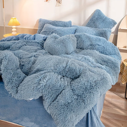 Cozy Fesara Plush Duvet Cover Set with Zipper
