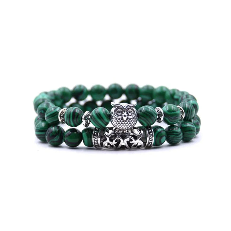 Boho Owl Beaded Stone Wristband