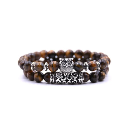 Boho Owl Beaded Stone Wristband