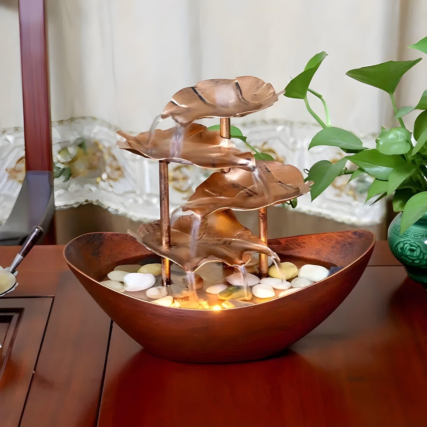 Classic Bronze Water Fountain with LED Light