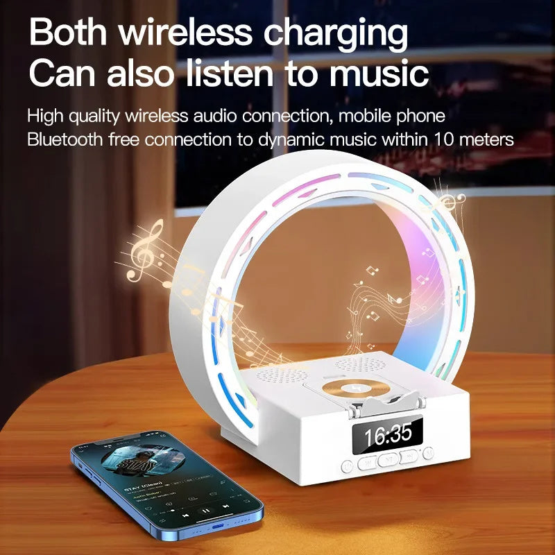 Wireless Speaker Lamp with Charger and Clock