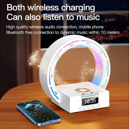 Wireless Speaker Lamp with Charger and Clock