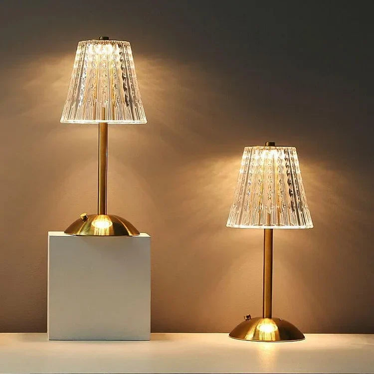 Elegant Glass Table Lamp with Warm Gold Lighting