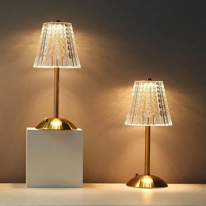Elegant Glass Table Lamp with Warm Gold Lighting