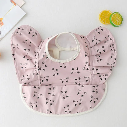 Soft Baby Bib with Sleeves - Waterproof Feeding Bib with Crumb Catcher