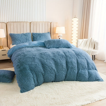 Cozy Fesara Plush Duvet Cover Set with Zipper