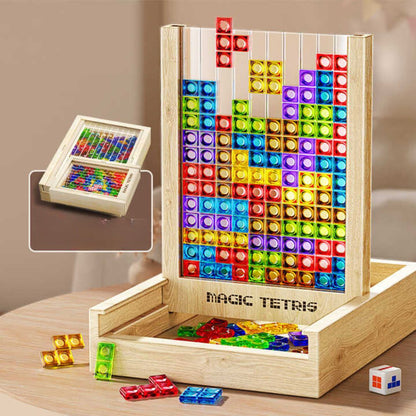 Classic Wooden Tetris Puzzle Game - Fesara