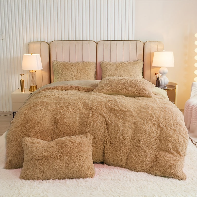 Cozy Fesara Plush Duvet Cover Set with Zipper