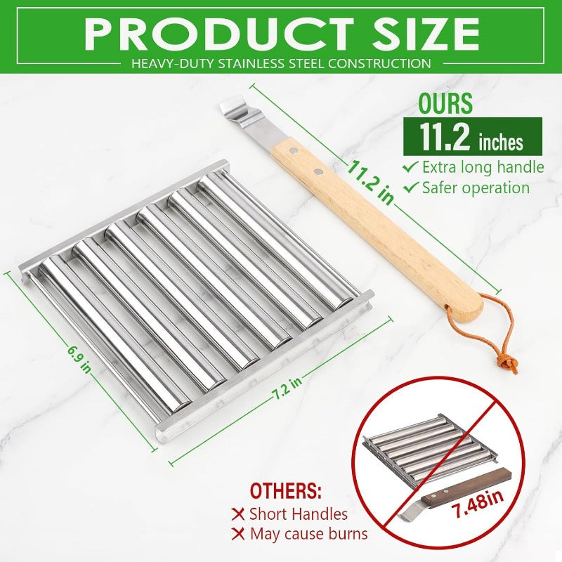 Easy Spin Hot Dog Grill with Wooden Handle