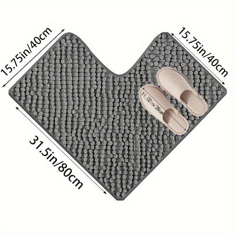 Soft L-Shaped Bathroom Mat with Anti-Slip Bottom