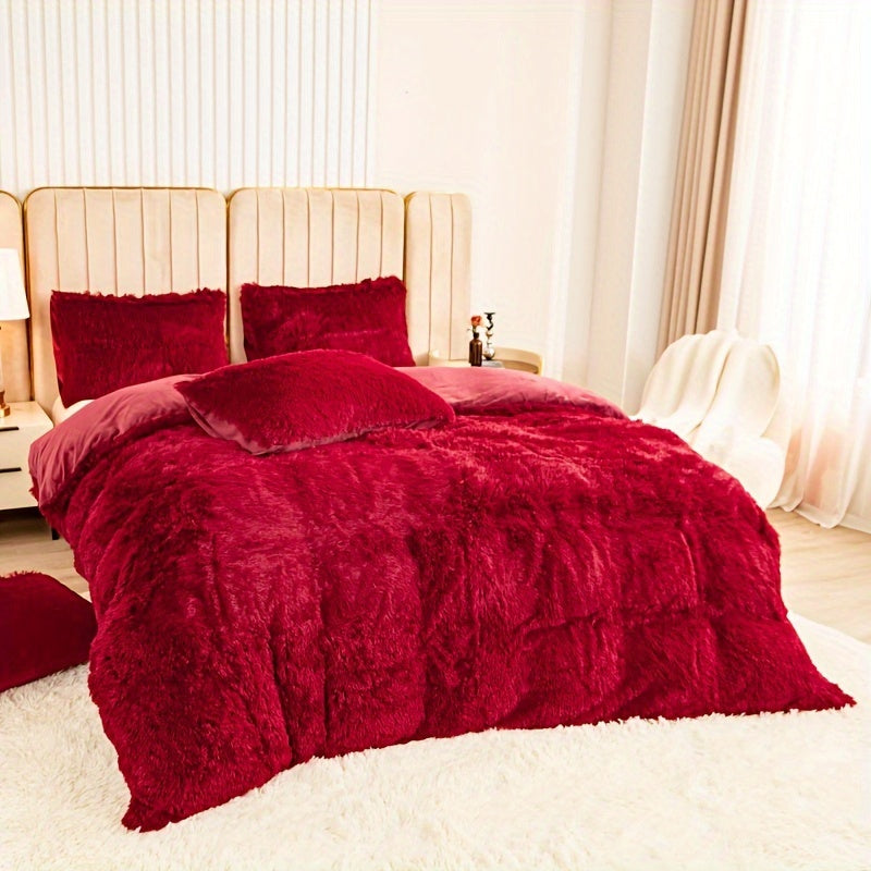 Cozy Fesara Plush Duvet Cover Set with Zipper