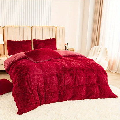 Cozy Fesara Plush Duvet Cover Set with Zipper