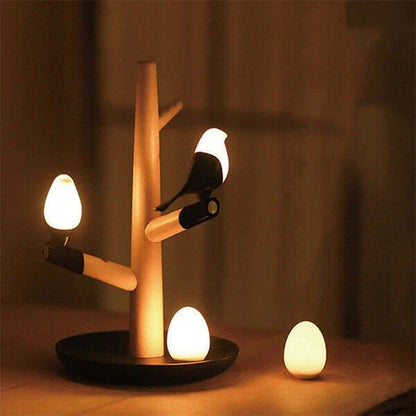 Modern Wood Table Lamp with Motion Sensor - Fesara