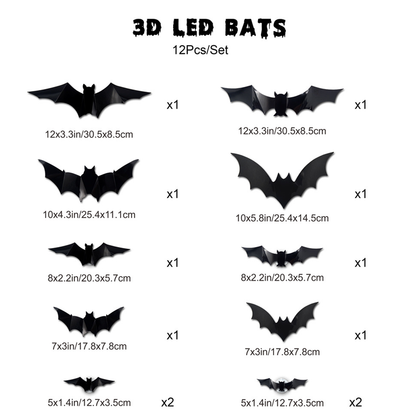 Spooky 3D Bat LED Wall Lamp