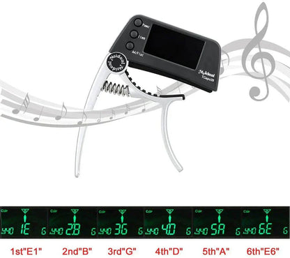 Compact Clip-On Guitar Tuner and Capo
