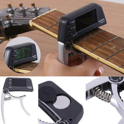 Compact Clip-On Guitar Tuner and Capo