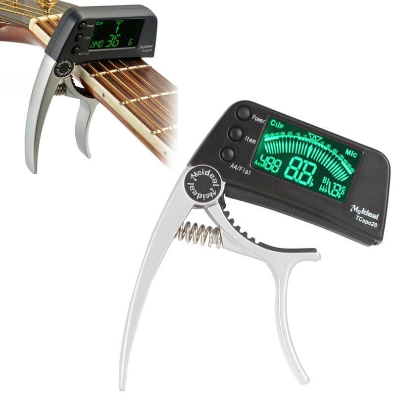 Compact Clip-On Guitar Tuner and Capo