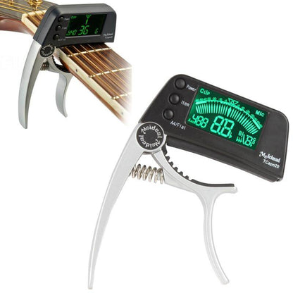 Compact Clip-On Guitar Tuner and Capo