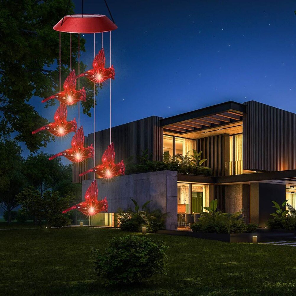 Colorful Solar Powered Wind Chime Lamp