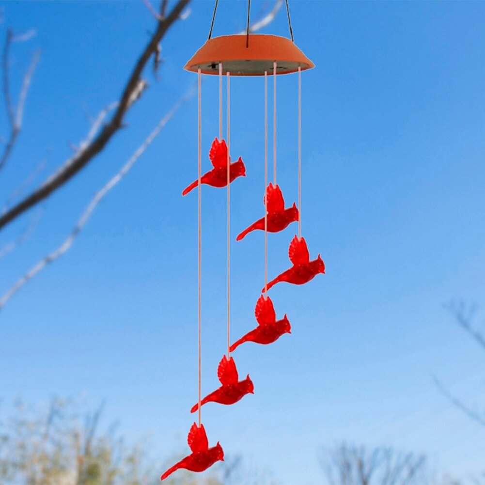 Colorful Solar Powered Wind Chime Lamp