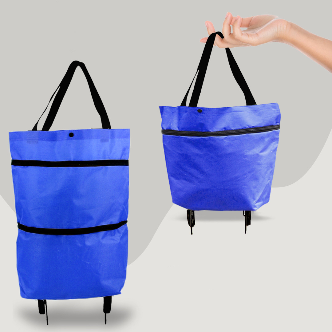 Practical 2-in-1 Folding Shopping Tote with Wheels