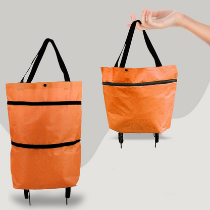 Practical 2-in-1 Folding Shopping Tote with Wheels