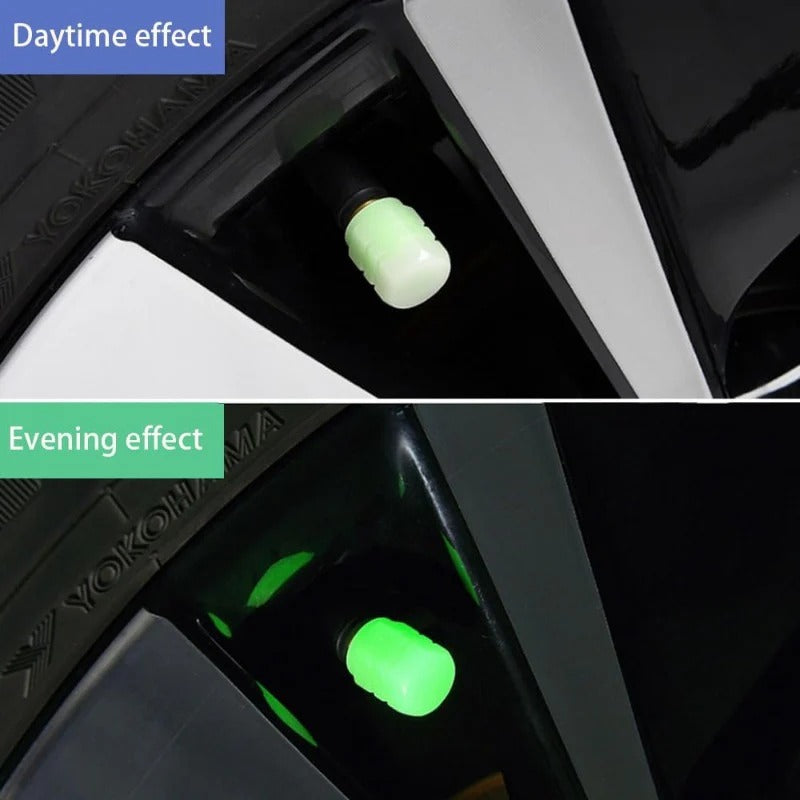Bright Green LED Tire Valve Caps 20-Pack Universal Fit