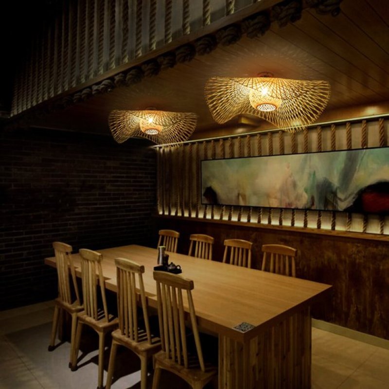 Natural Woven Rattan Pendant Light Fixture