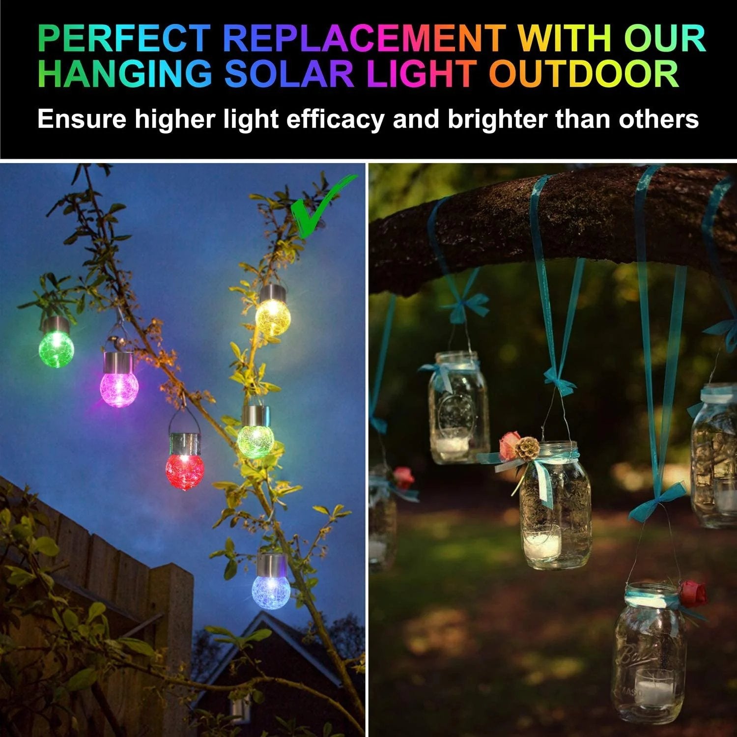 Colorful Cracked Glass Solar Pendant Light - Fesara