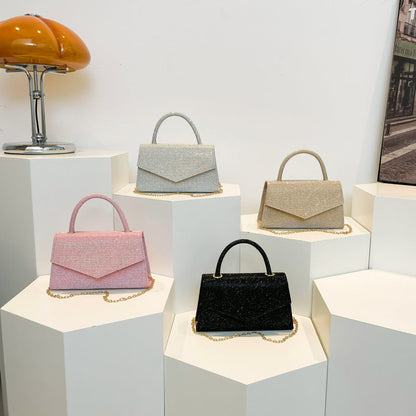 Elegant Small Ladies Bag with Glitter Pattern & Metal Strap - Fesara