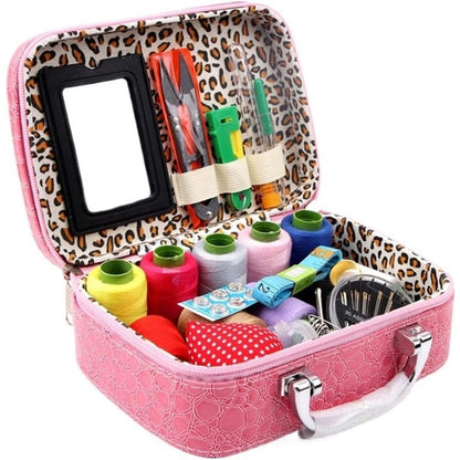 Compact Travel Sewing Kit in PU Leather Box