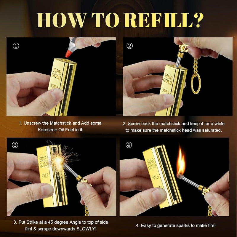 Luxury Gold Permanent Lighter Match