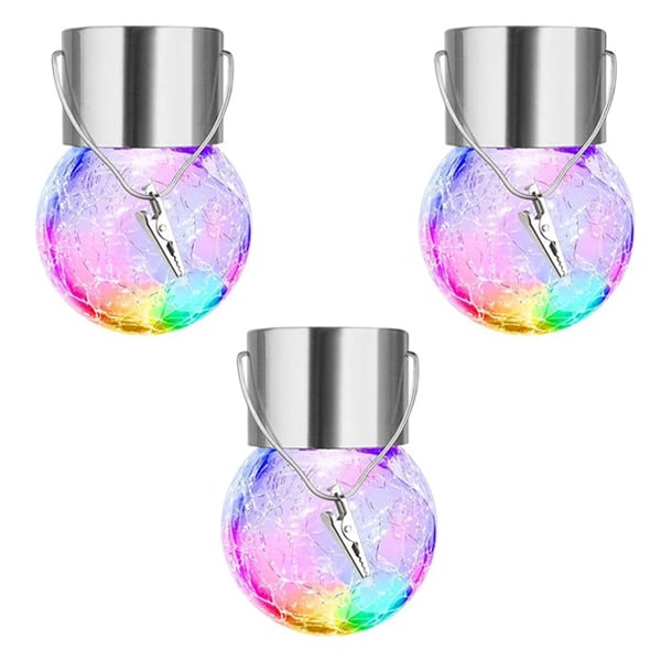 Colorful Cracked Glass Solar Pendant Light