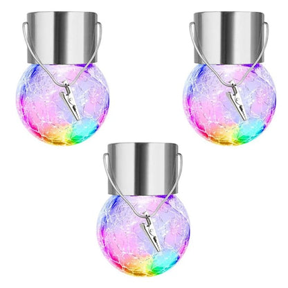 Colorful Cracked Glass Solar Pendant Light