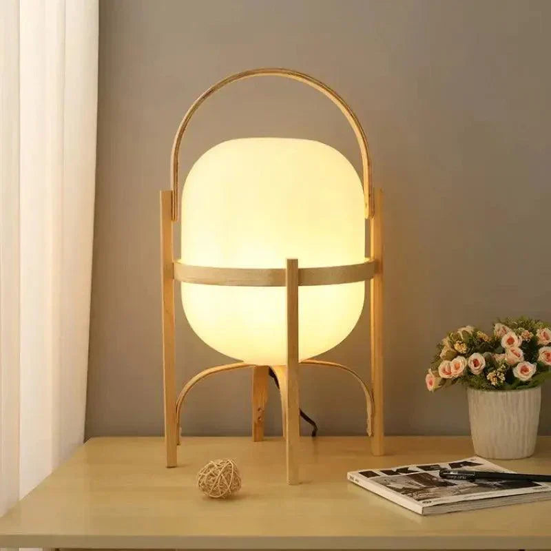 Rustic Wood Desk Table Lamp