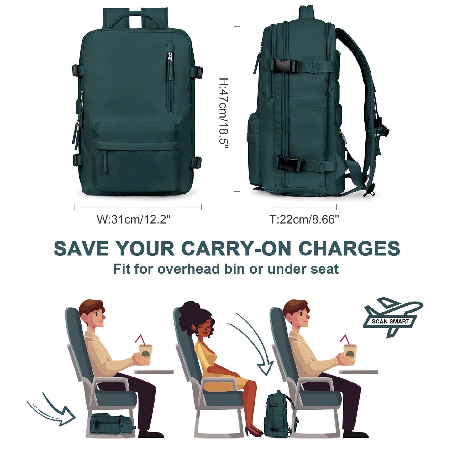 Waterproof Women's Hiking Backpack with USB Port