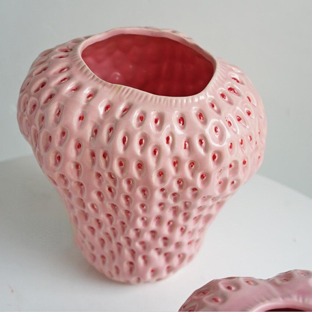 Colorful Strawberry Shaped Ceramic Planter Pot