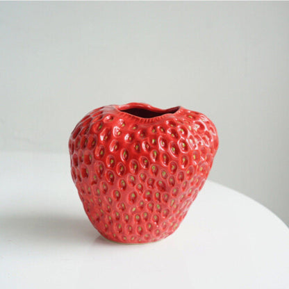 Colorful Strawberry Shaped Ceramic Planter Pot