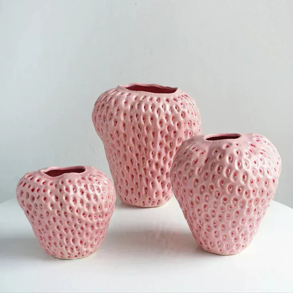 Colorful Strawberry Shaped Ceramic Planter Pot