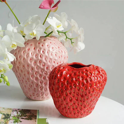 Colorful Strawberry Shaped Ceramic Planter Pot