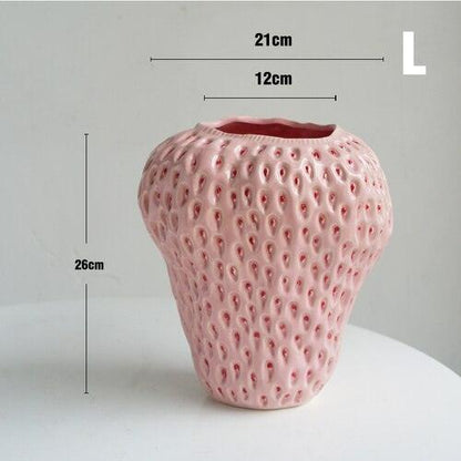Colorful Strawberry Shaped Ceramic Planter Pot