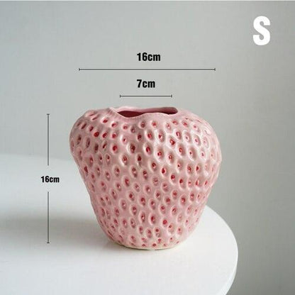 Colorful Strawberry Shaped Ceramic Planter Pot