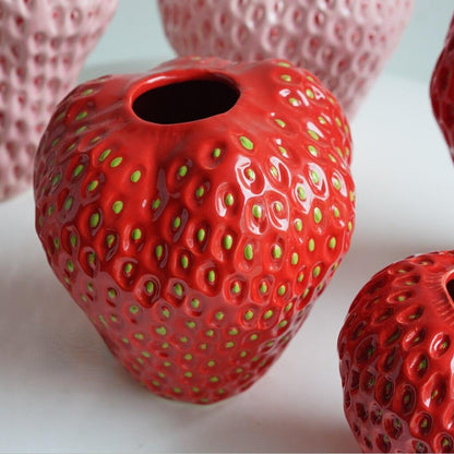 Colorful Strawberry Shaped Ceramic Planter Pot