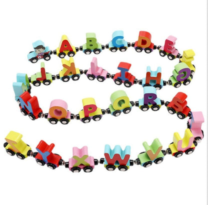 Learning Wooden Train Set with Colors and Letters - Fesara