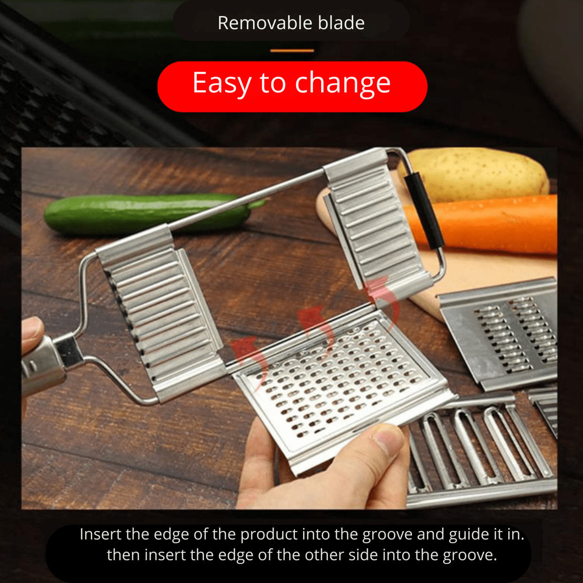 Fesara Easy Cut Kitchen Chopper with Replaceable Blades